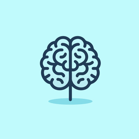 Brain icon. Vector illustration. Isolated on a blue background.