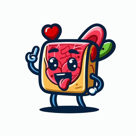 Meat character design, vector illustration eps 10. love meat mascot.のイラスト素材