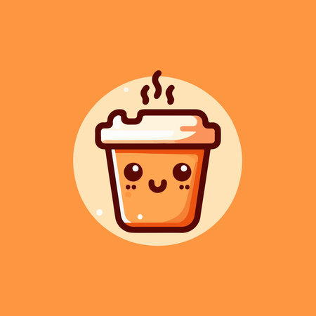 Coffee cup character. Cute cartoon style icon. Vector illustration.のイラスト素材