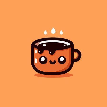 Coffee cup with smiling face, vector flat cartoon illustration.のイラスト素材