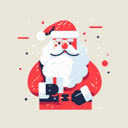 Santa Claus with a bag of presents. Vector illustration in flat style.のイラスト素材