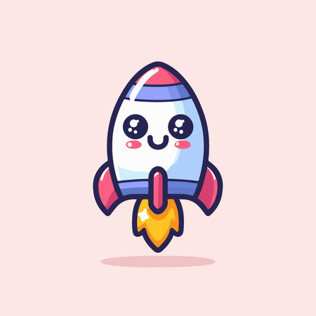 Cute rocket character design. Vector flat cartoon kawaii style illustration.のイラスト素材