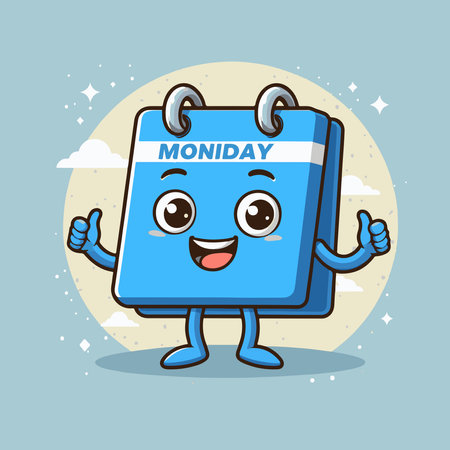 Calendar day with cute cartoon character vector illustration. Flat design.のイラスト素材