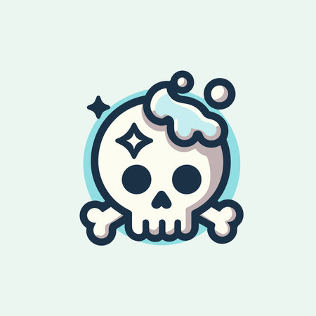 Skull and bones icon. Vector illustration of skull and bones.のイラスト素材