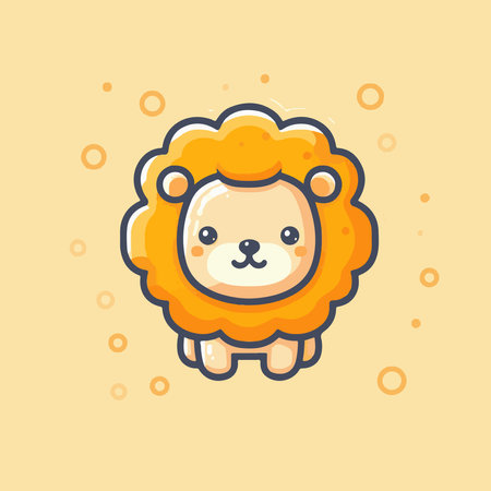 Cute lion cartoon icon. Vector illustration of a cute animal.のイラスト素材