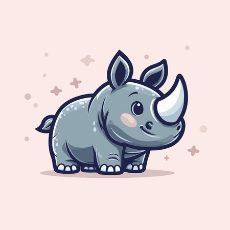 Cute cartoon rhinoceros. Vector illustration of a wild animal.のイラスト素材
