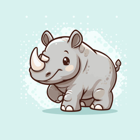 Cute cartoon rhinoceros. Vector illustration on white background.のイラスト素材