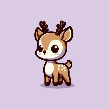 Cute cartoon deer vector illustration. Cute little deer character.のイラスト素材