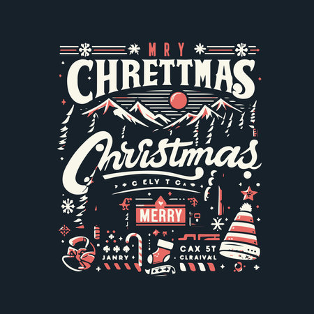 Merry Christmas and Happy New Year. Vector illustration with lettering.のイラスト素材