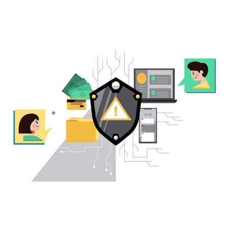 Data security concept. Data protection. Vector illustration in flat style.のイラスト素材