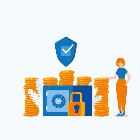 Money security concept. Vector illustration in flat style. Money protection.のイラスト素材