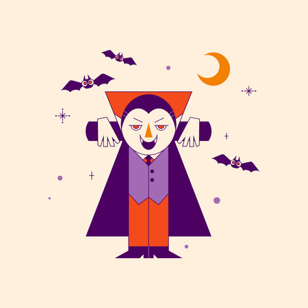 Vampire in halloween costume. Flat style vector illustration.のイラスト素材
