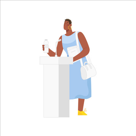 African american woman voting at polling station vector Illustration isolated on a white background.のイラスト素材