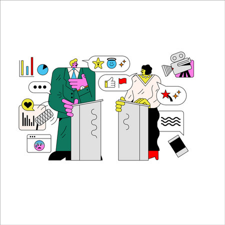 Business people talking in the office. Colored flat vector illustration.のイラスト素材