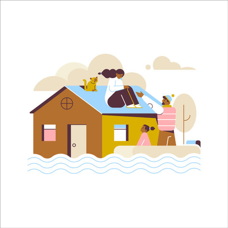 Vector illustration of family life on the beach. Flat style design.のイラスト素材
