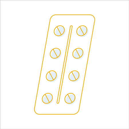Pills sign illustration. Vector. Yellow icon on white background.のイラスト素材