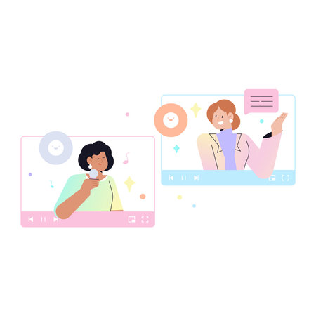 Video call with doctor and patient. Vector illustration in flat style.のイラスト素材