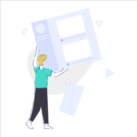 Vector illustration of a man reading a newspaper. Flat design style.のイラスト素材
