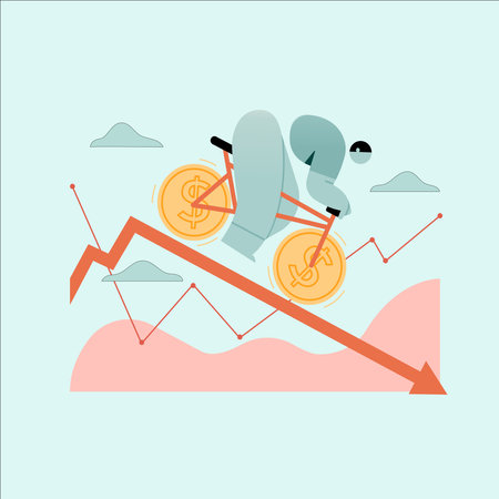 Concept of economic decline. Vector illustration of a flat design.のイラスト素材