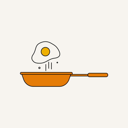 Frying pan with fried egg. Flat design. Vector illustration.のイラスト素材