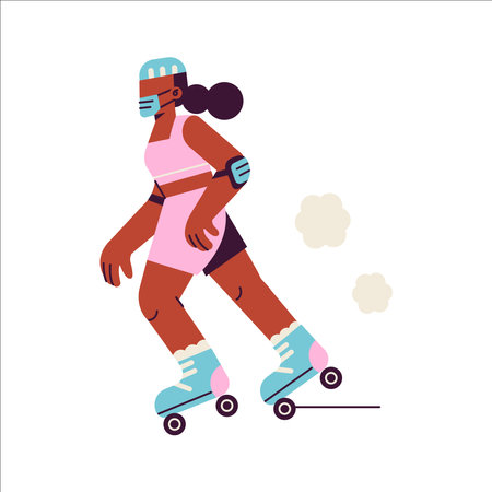 Young woman on roller skates. Vector illustration in flat style.のイラスト素材