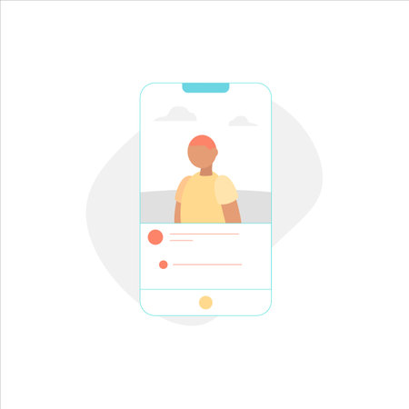 Smartphone with man face on screen. Flat style vector illustration.のイラスト素材