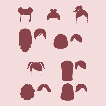 set of hipster hairstyles and moustaches. Vector illustrationのイラスト素材