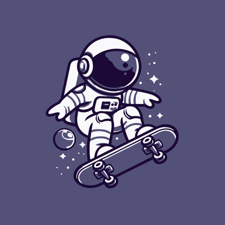 Astronaut with skateboard. Vector illustration for your design.のイラスト素材
