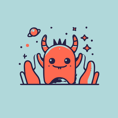 Funny cartoon monster character. Vector illustration in flat linear style.