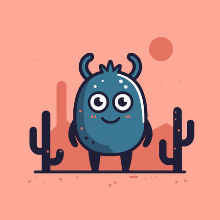 Cute cartoon monster character. Vector illustration in flat design style.のイラスト素材