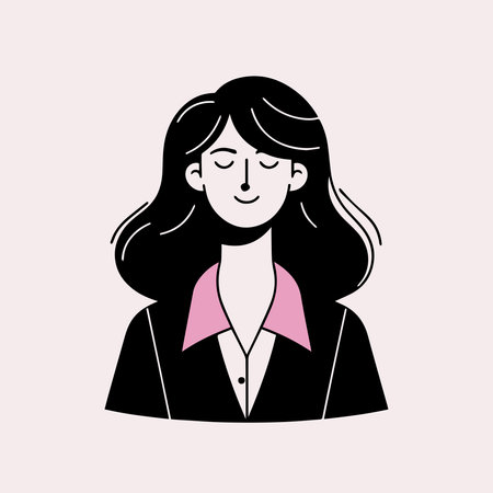 Businesswoman. Vector illustration in a flat style on a pink background.のイラスト素材