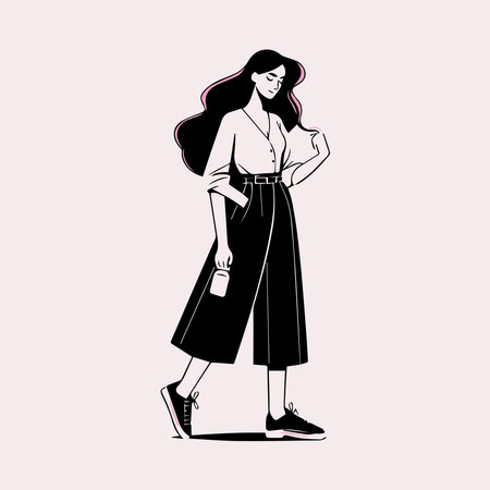 Fashion girl in sketch-style. Vector illustration on white background.のイラスト素材