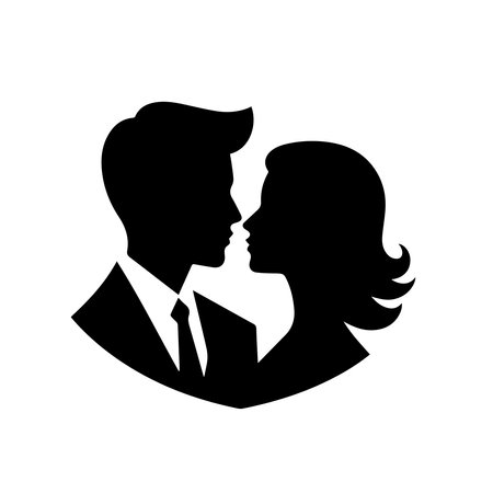 silhouette of couple in love icon over white background, vector illustrationのイラスト素材