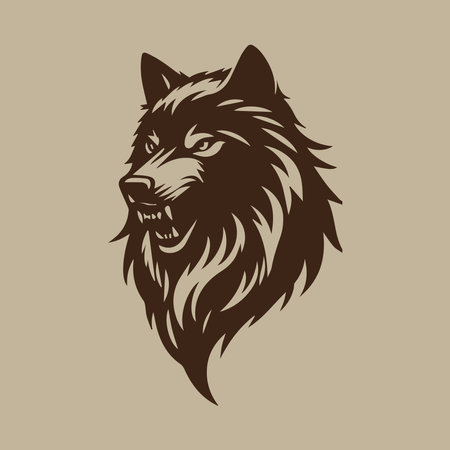 Wolf head vector illustration isolated on beige background. Vector illustration of wolf headのイラスト素材