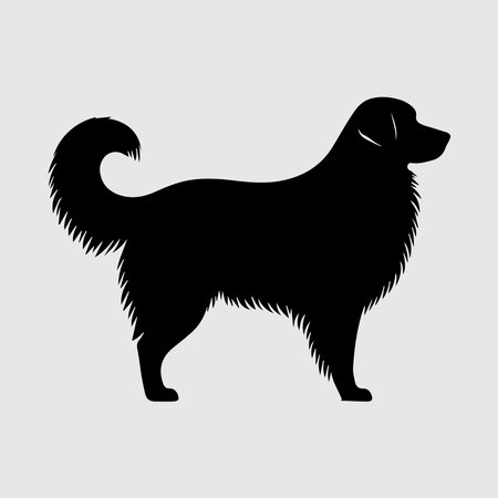 Vector image of a silhouette of a dog on a gray background.のイラスト素材