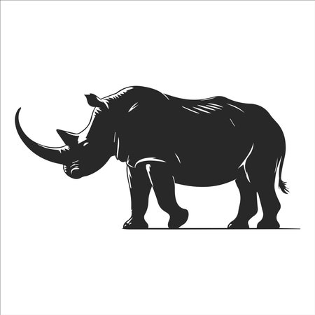 rhinoceros silhouette on white background, vector illustrationのイラスト素材