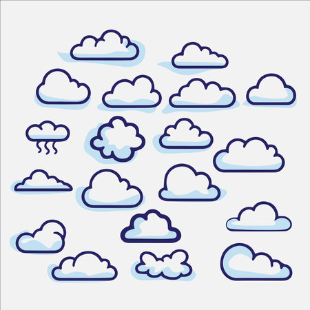 Set of blue clouds on white background. Vector illustration for your designのイラスト素材