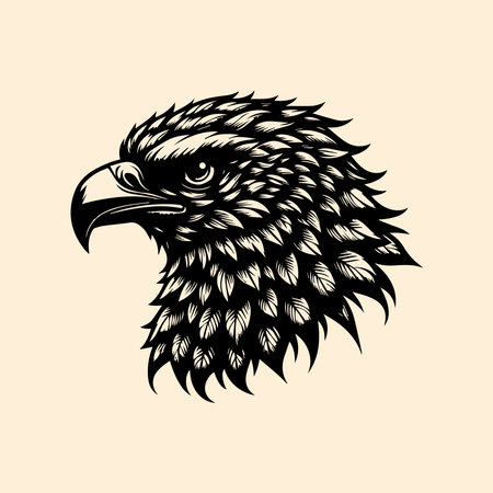 Eagle head on beige background. Vector illustration for your designのイラスト素材