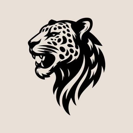 Leopard head vector illustration isolated on white background. Wild animal mascot.のイラスト素材