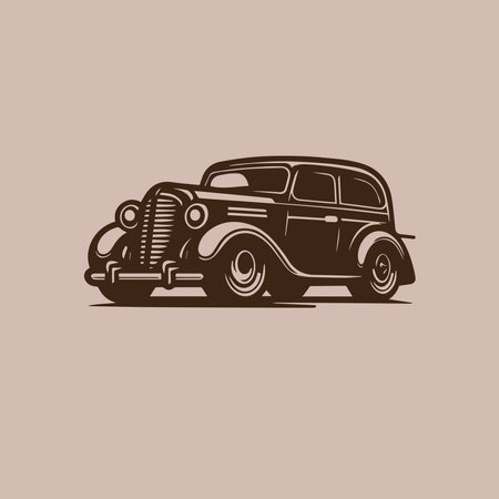 Retro car vector design template. Classic car logo. Vector illustration.のイラスト素材