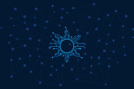 Abstract sun with connections. Technology background. Graphic concept for your design
