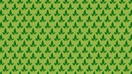 Seamless pattern with leaves on a green background. Vector illustration.のイラスト素材