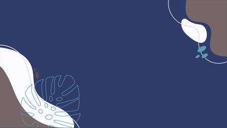 Abstract background with monstera leaves and hand drawn textures. Vector illustration.のイラスト素材