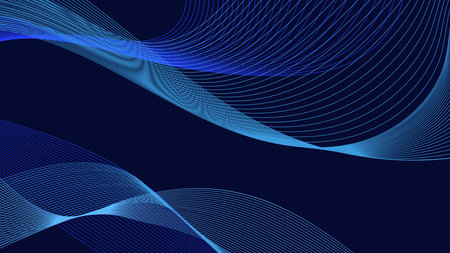 Blue abstract background with wavy lines. Vector illustration for your design