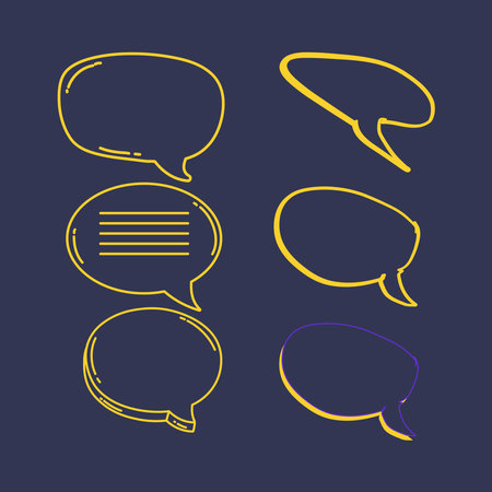 Set of speech bubbles. Hand drawn vector illustration in doodle style.