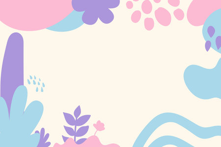 Abstract background with flowers and leaves. Vector illustration in flat style.のイラスト素材
