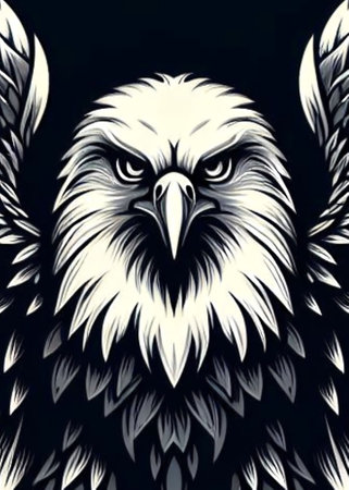 eagle tattoo on black background. vector illustration. eps 10の写真素材