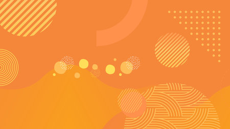 Orange abstract background with circles, lines and dots. Vector illustration.のイラスト素材