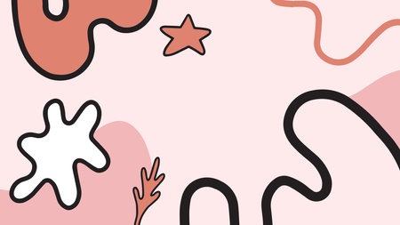 Cute vector background with abstract shapes and lines in pastel colorsのイラスト素材