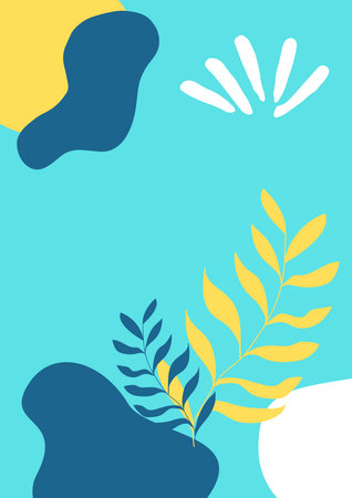 Abstract background with leaves and waves. Vector illustration in flat style.
